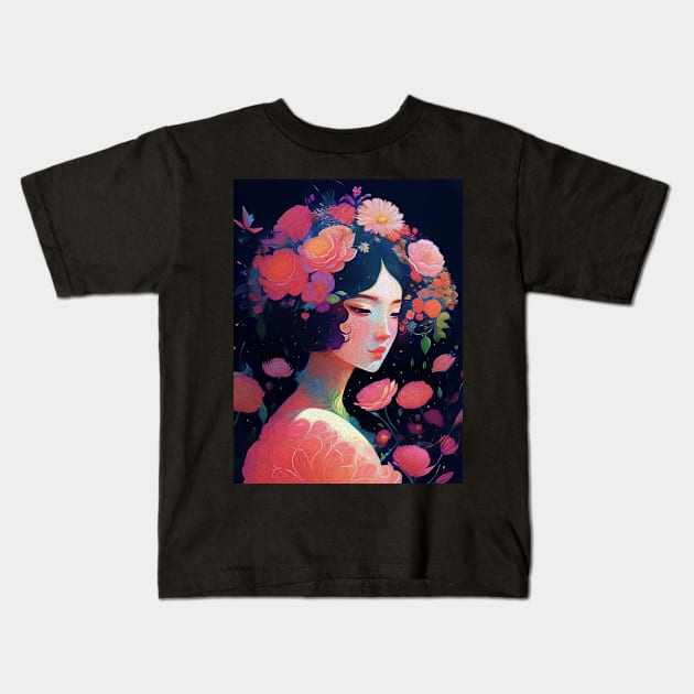 Spring Girl Kids T-Shirt by Mr.PopArts